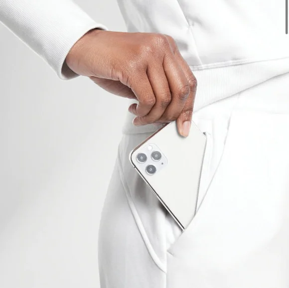 Athleta Women's Athleisure Fleece Cotton Blend Triumph Jogger in Brilliant White - Picture 5 of 7